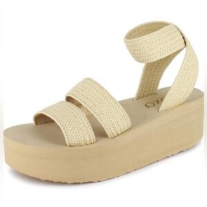 NWT XOXO woman’s Bill foam platform with stretch woven straps size 8.5